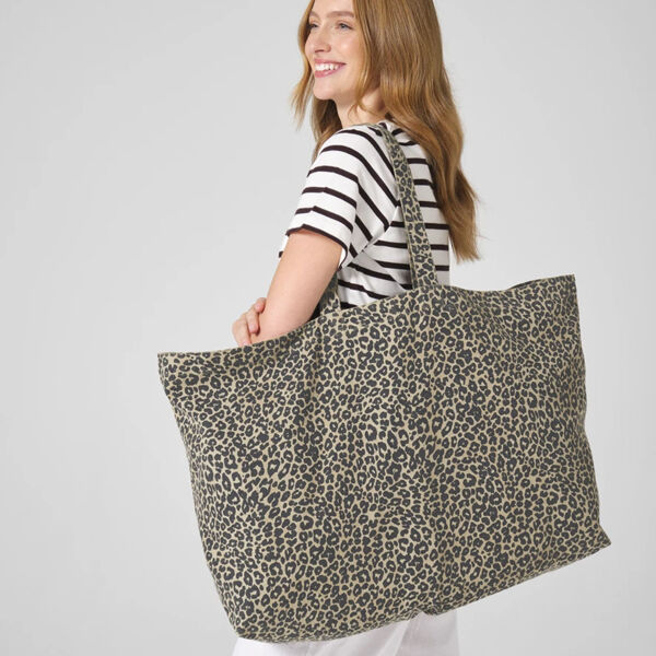 Westford Mill Leopard Print Canvas Oversized Tote Bag Thumbnail